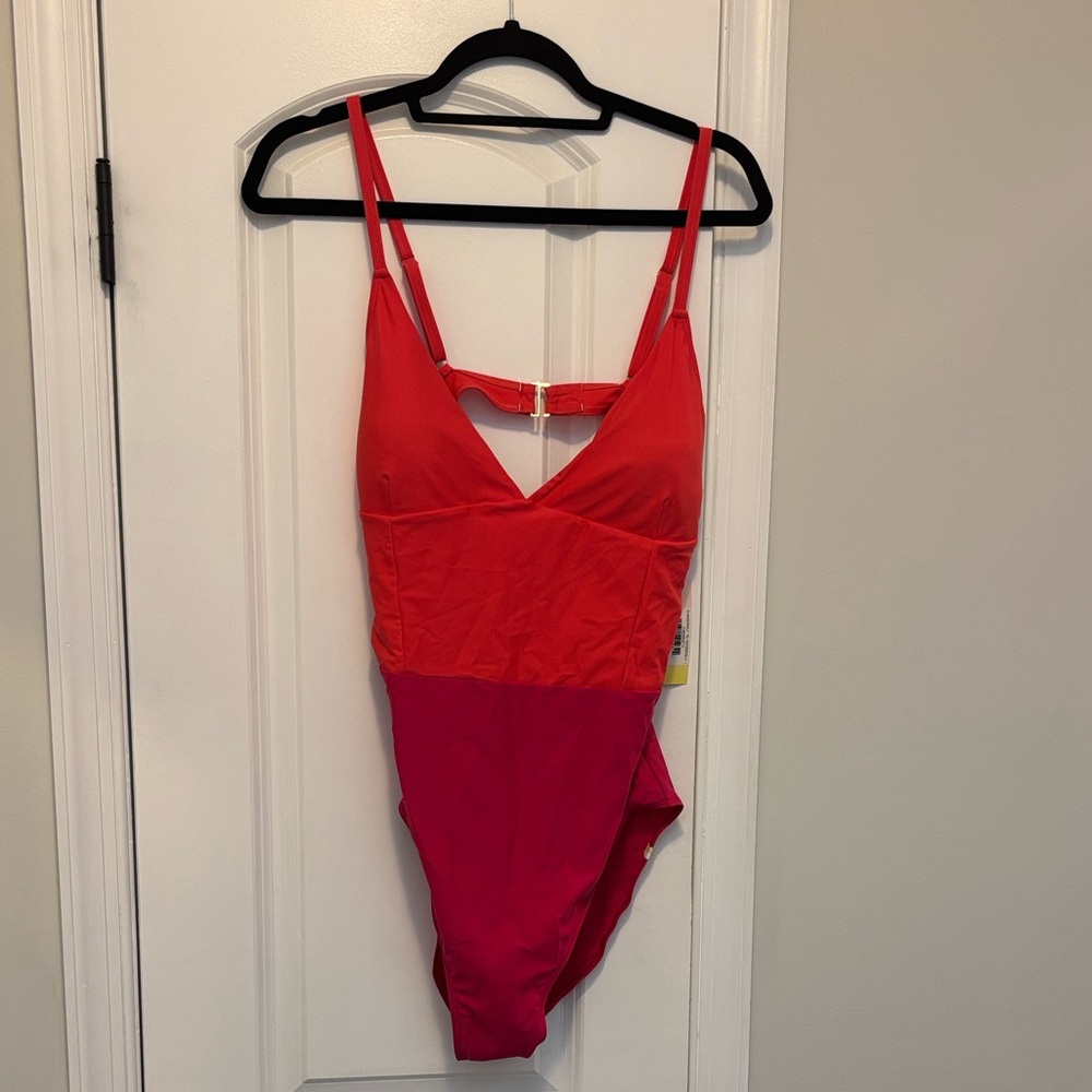 summersalt Red and Pink Colorblock One-Piece Swimsuit